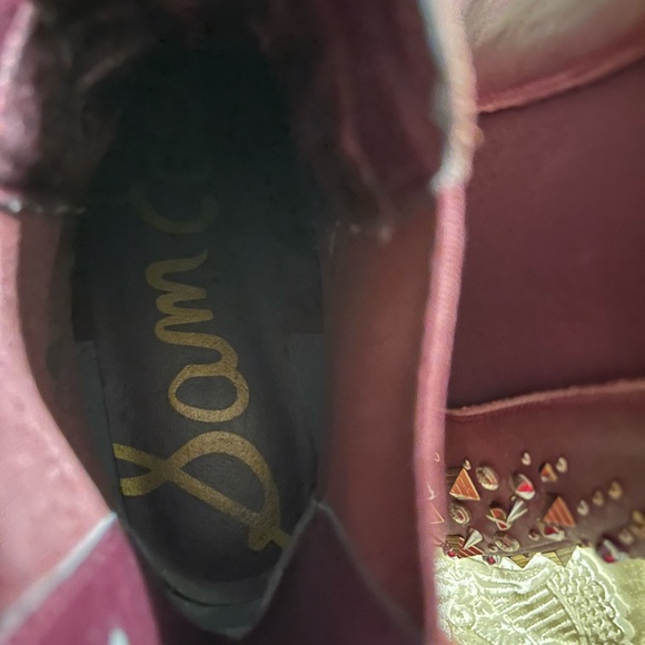 Sam Edelman Burgundy Studded Combat Boots - Picture 7 of 12